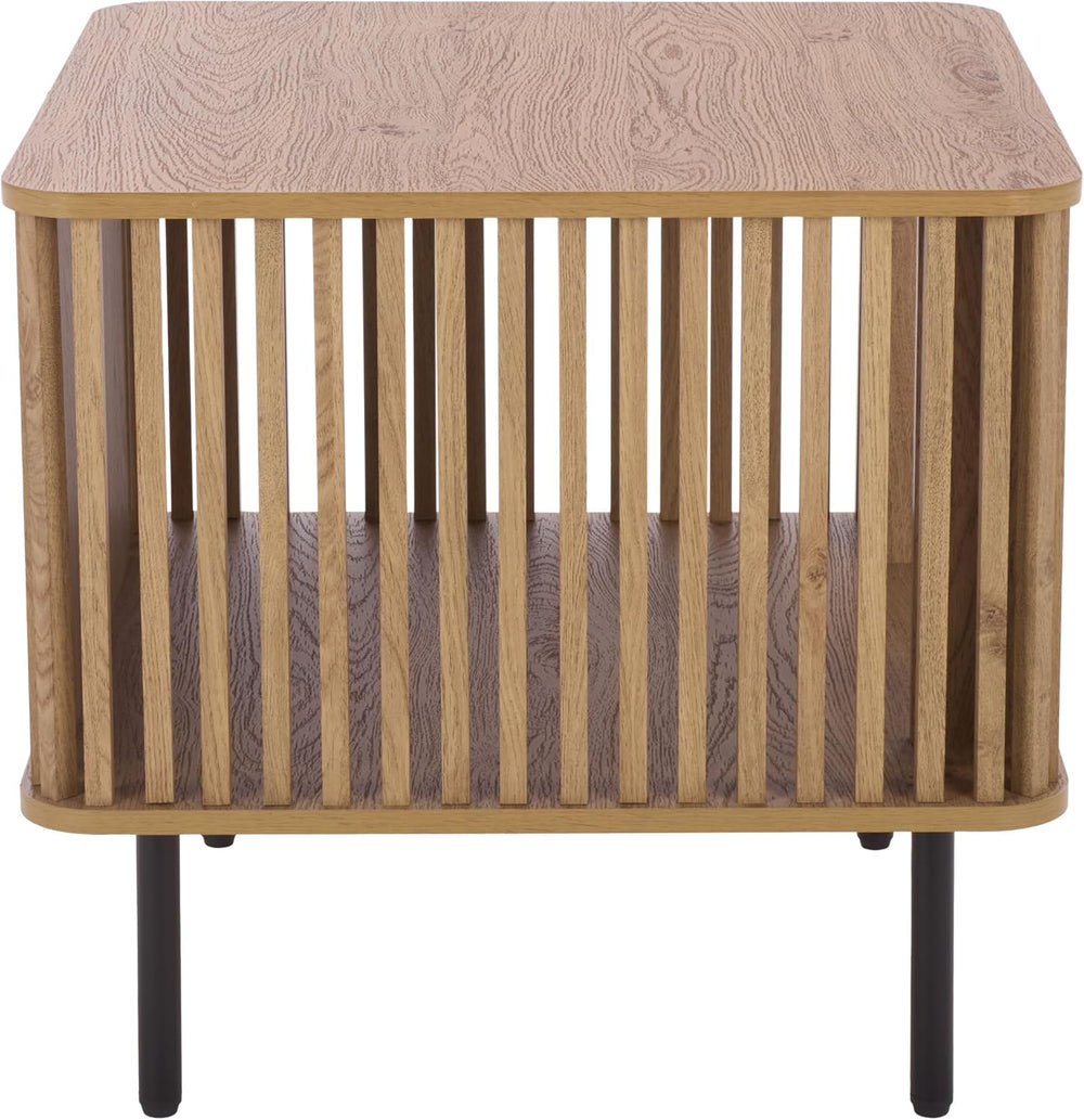 SAFAVIEH Home Collection – Kiyoshi Square Accent Table, Oak Finish & Blac...