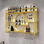 39 Inch Bar Shelves Wall Mounted Wine Rack with LED Light | 3 Tier Large Capacity w/Wine Glass Holder, Liquor Bottle Display Shelf, for Modern Home Bar Restaurant