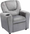 Naomi Home Suri Kids Recliner Chair: 150 Lbs Capacity & Solid Hardwood Frame for Ultimate Durability. Built to Grow Toddler & Children Sofa with Cup Holder, Footrest & 3 Recline Positions - Gray