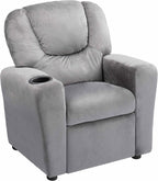 Naomi Home Suri Kids Recliner Chair: 150 Lbs Capacity & Solid Hardwood Frame for Ultimate Durability. Built to Grow Toddler & Children Sofa with Cup Holder, Footrest & 3 Recline Positions - Gray