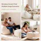 KISLOT Cloud Large Bean Bag Chair with Ottoman for Adults,Ultra Soft Bean Bag with Armrests,Stuffed BeanBag Chair for Napping, Gaming,Vacuum-Compressed for Easy Gifting,48 Hours to Fluffs Up,Beige