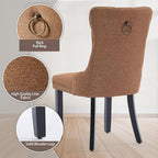 Brown Dining Chairs Set of 6, Upholstered Tufted Linen Fabric Dining Room Chairs with High Back, Nailhead Trim and Black Solid Wood Legs, Modern Dining Chair for Dining Room, Kitchen(Brown)