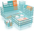 23 PCS Drawer Organizer Set, 5 Varied Size Bathroom and kitchen Drawer cabinet organizer Trays, Clear Storage Bins for Makeup, Jewelry, Utensils and Gadgets