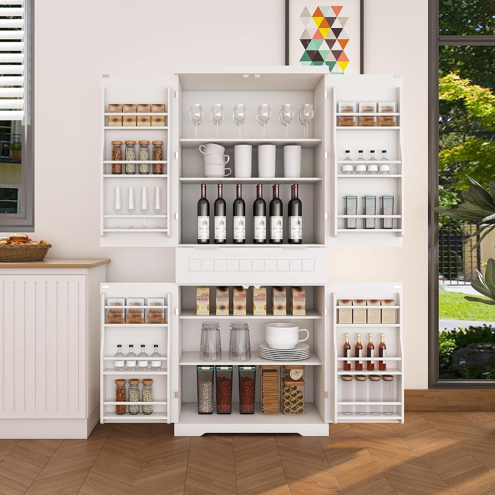 Spaco 71.65" Kitchen Pantry Cabinet,Freestanding Food Storage Cabinet wi...