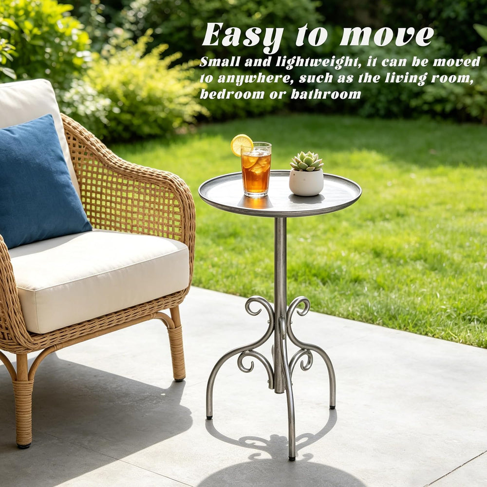 Round Side Table, Small Metal Drink Table for Small Spaces, Modern Martini Ta...