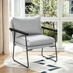 Furnilivng Large Sling Accent Chair, Comfortable Boucle Fabric Arm Chair, Upholstered Cozy Reading Chair for Living Room, Bedroom, Dressing Room, Home Office (Blue, Set of 1)
