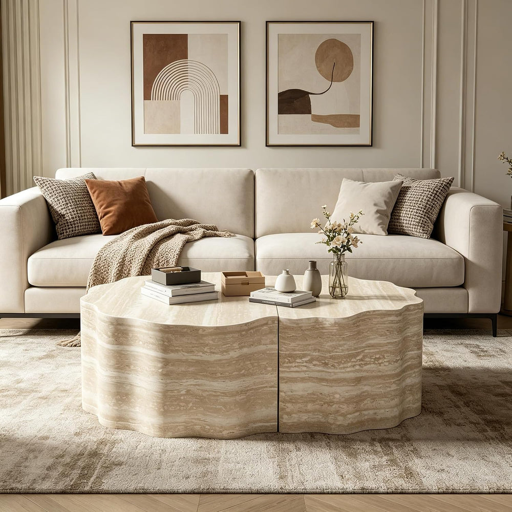 40" Nesting Set Living Room Coffee Tables, Accent Tea Table with Wooden ...