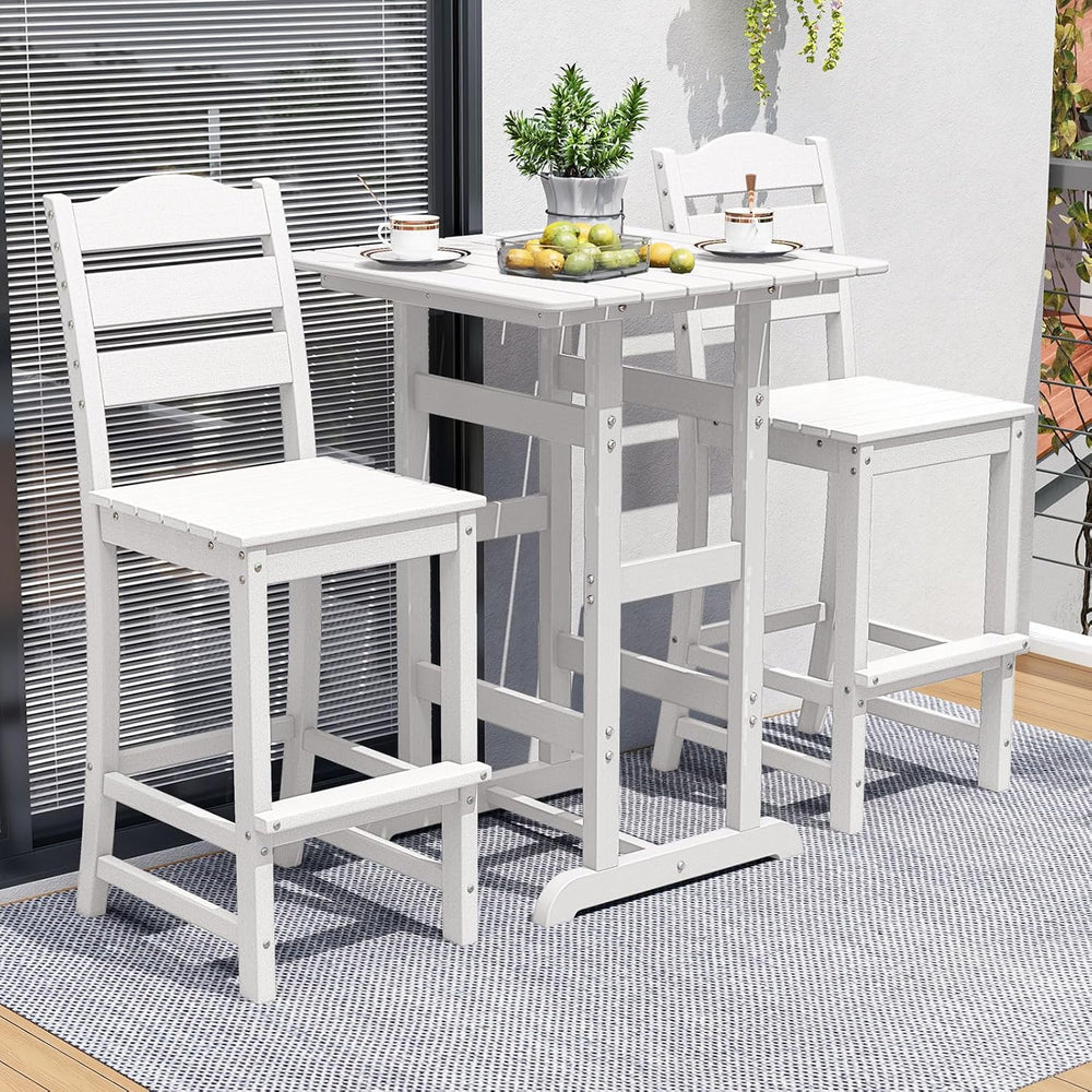 Tangkula Patio HDPE Barstool, Outdoor High Top Bar Chair w/Backrest & Foo...