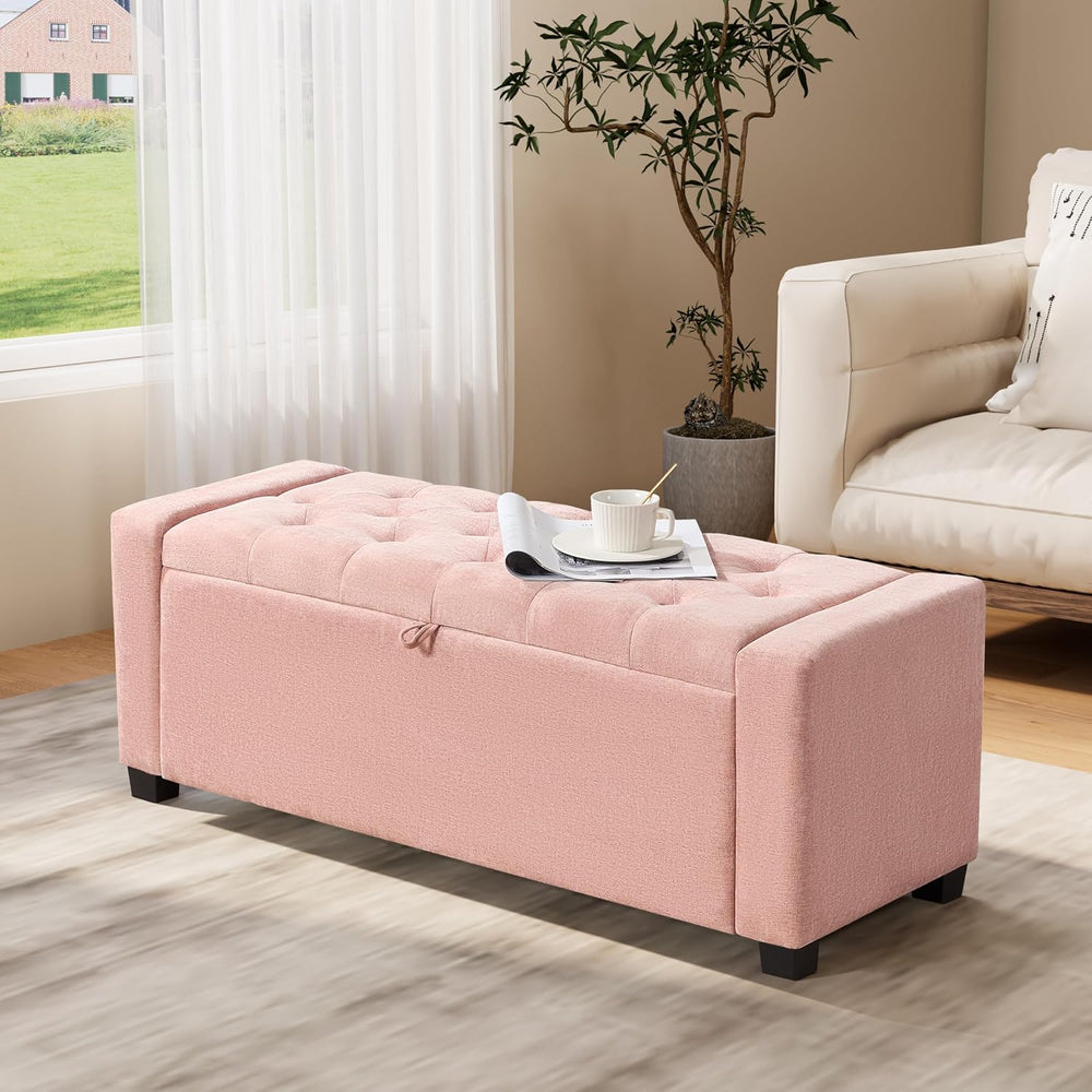 Royal Windsor Ottoman with Storage,Tufted Storage Bench with Safety Hinge,Hol...