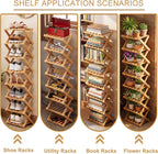 Bamboo Shoe Rack, Portable Folding Storage Rack, No Installation | Eight Layers Of Primary Colors, Free Standing Design, Ideal For Entryway, Closet, Dorm, Small Spaces