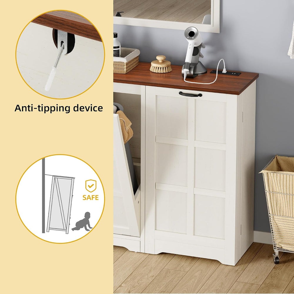 DWVO Rustic Kitchen Island with Power Strip | Farmhouse Kitchen Storage Islan...