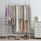 LANDNEOO 6 Pack Clear Garment Bags for Hanging Clothes with Zippers on Double Sides - 32&40&60" Long Suit Bags - 10'' Clothes Storage for Coat, Dress, and Fur in Closet