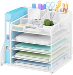 Lavatino Desk Organizer with File Holder-White