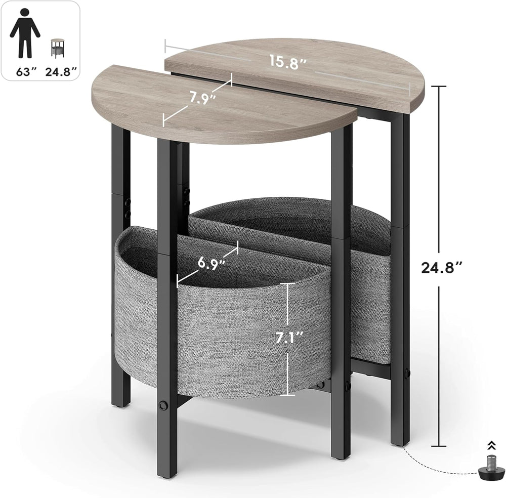 Vagusicc Small Round Side Table End Table, Tall Accent Table with Storage Bas...
