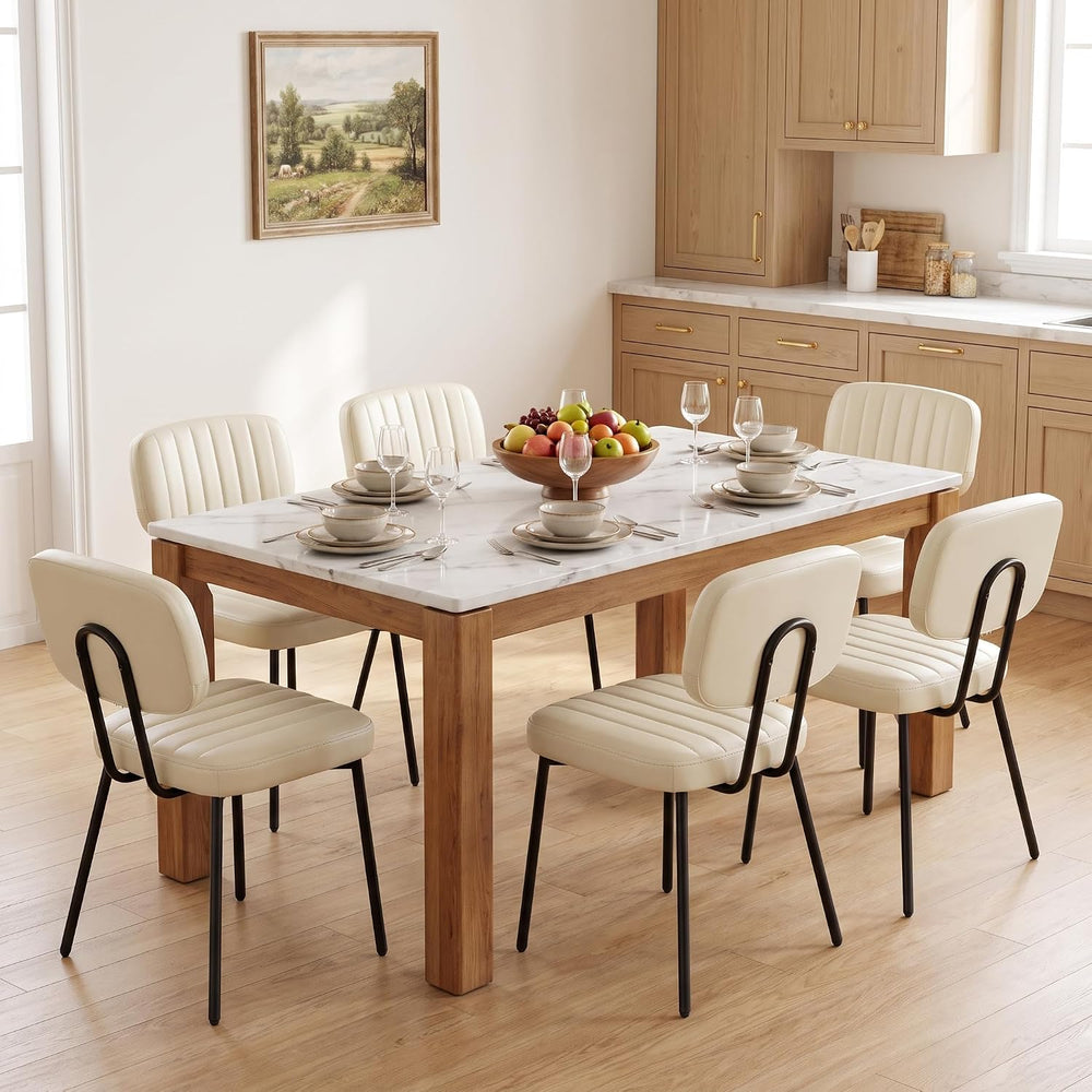 DUMOS Dining Chairs Set of 6, PU Leather Dining Room Chairs with Backrest