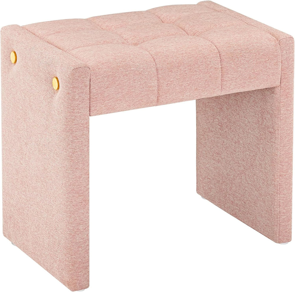 LUE BONA Modern Grid Tufted Vanity Bench Stool, 4.33'' Thick Chenille...