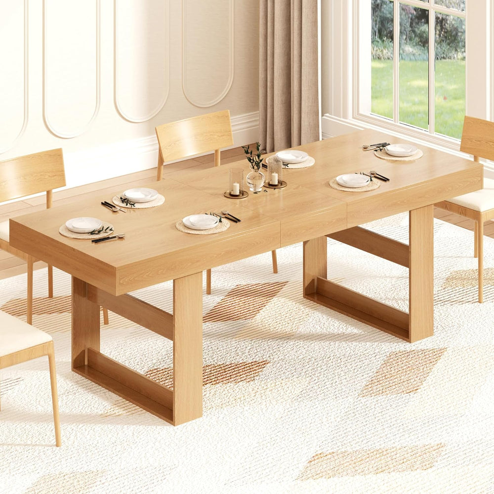 70.9" - 86.6" Extendable Dining Table for 8-10 Person, Modern Expan...