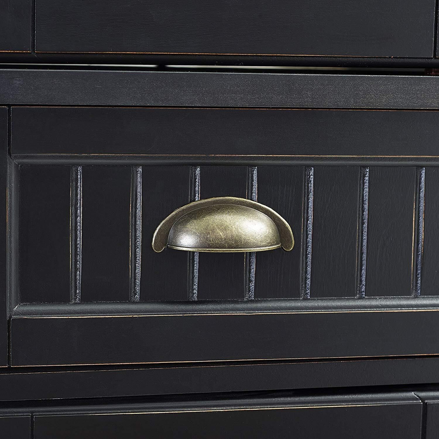 HomeStock Kitchen Pantry Cabinet - 30" Wide Storage - Distressed Black Finish