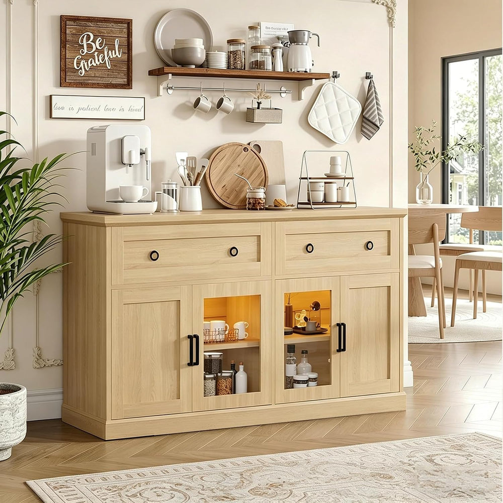 63'' Sideboard Buffet Cabinet with Storage, Modern Storage Cabinet wi...