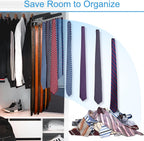 Belt Hanger for Closet Max 42 Belts, Sturdy Wood Belt Rack Closet Accessories with 14 Hooks Belt Organizer for Closet Organizers and Storage -Black 1 Pack