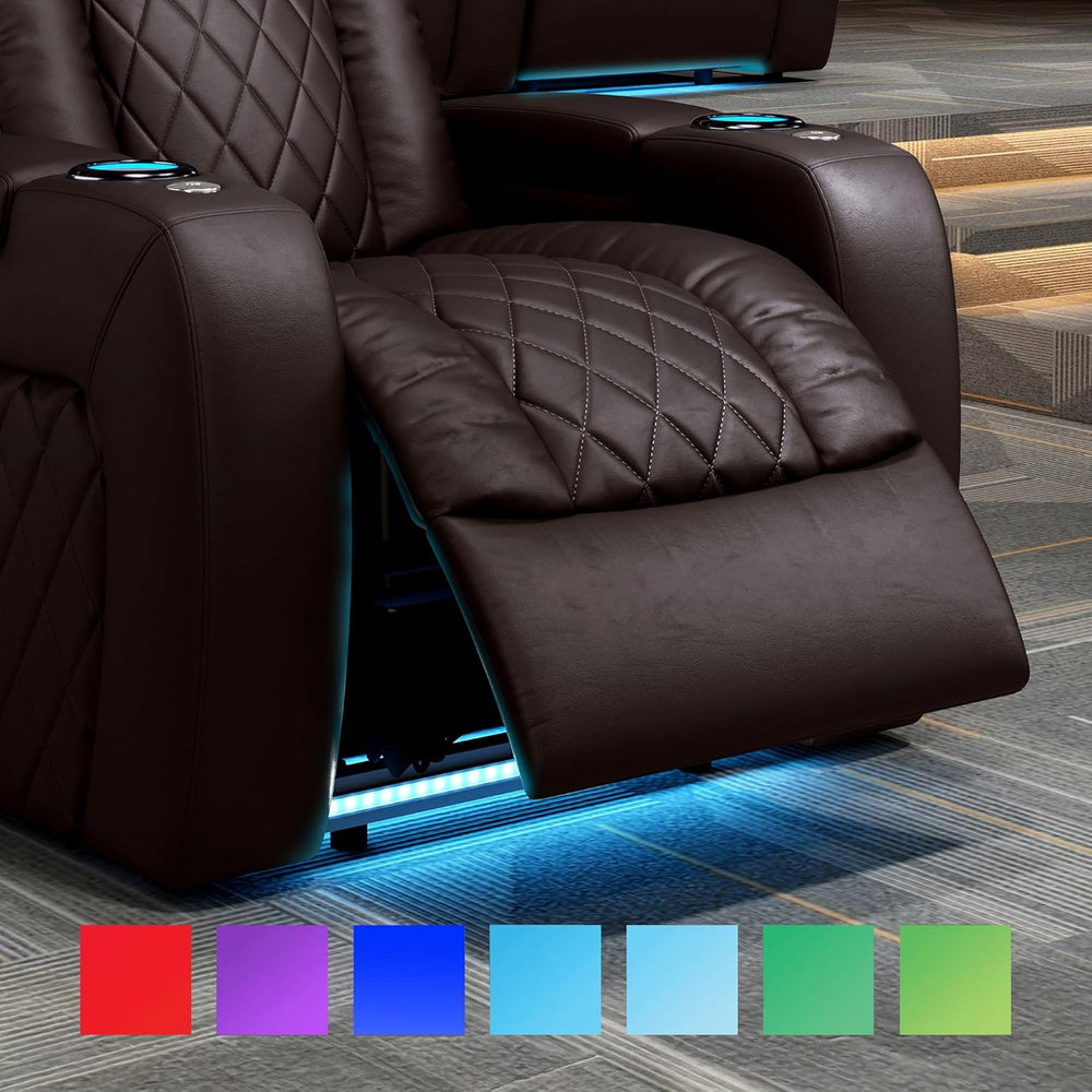 Valencia Tuscany Home Theater Seat - Nappa Leather Power Recliner with Cool G...