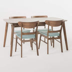 Christopher Knight Home Idalia 60" Rectangular Dining Set, 5-Pcs Set, Natural Walnut / Mint