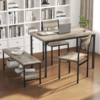 DUMOS Dining Table Set, Dining Table for 4 with Bench, Kitchen Table, Space-Saving Ideal 4-Person Set for Dining Room Kitchen Apartment Corner Grey 4 Pack