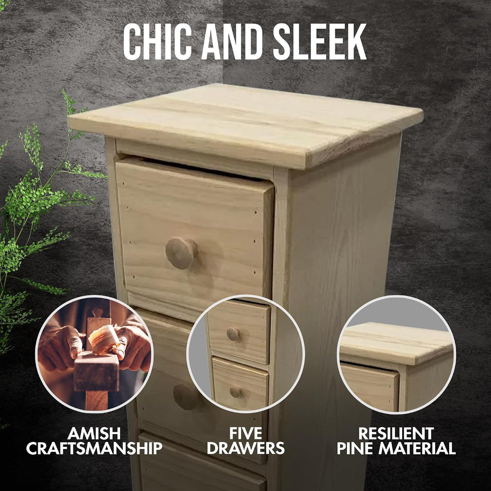 Peaceful Classics Skinny Drawers Cabinet - 5 Storage Drawers for Living Room,...