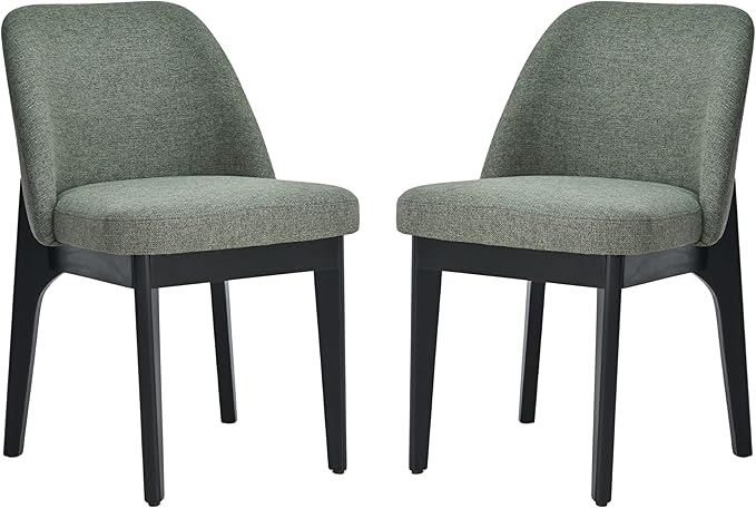 VKNOW Wooden Dining Chairs Set of 6, Upholstered Dining Room Chairs with Rubberwood Legs and Padded Seats, Kitchen Chairs for Restaurant Kitchen Living Room, Green