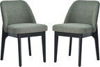 VKNOW Wooden Dining Chairs Set of 4, Upholstered Dining Room Chairs with Rubberwood Legs and Padded Seats, Kitchen Chairs for Restaurant Kitchen Living Room, Green
