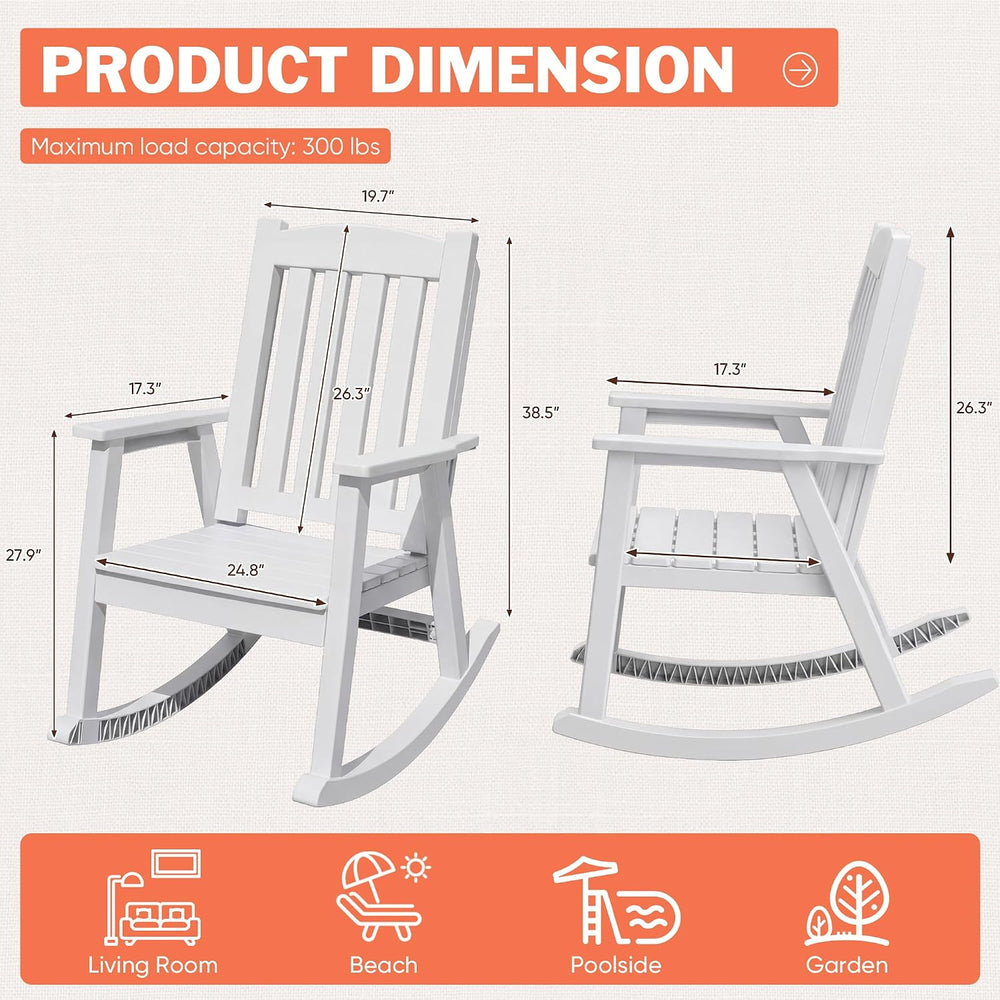 Flamaker Outdoor Rocking Chairs, PP Material Patio Rocking Chairs All Weather...