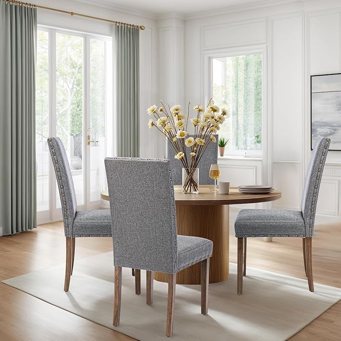 Upholstered Dining Chair Modern Stylish Parsons Kitchen Diner High Back with ...