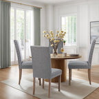 Upholstered Dining Chair Modern Stylish Parsons Kitchen Diner High Back with Bronze Nailhead Trim & Wood Legs, Set of 6, Grey