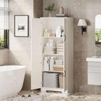 CABIHOME White Pantry Storage Cabinet 60" Tall, 2-Door Adjustable Shelf Cupboard for Kitchen, Bathroom, Living Room - Tall Storage Furniture