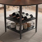 VFK 47" Round Kitchen Table Set with Storage Base & Metal Legs, 5-Piece Wooden Dining Set for 4 to 6 People, Includes 4 Upholstered Chairs for Dining Room, Living Room or Kitchen