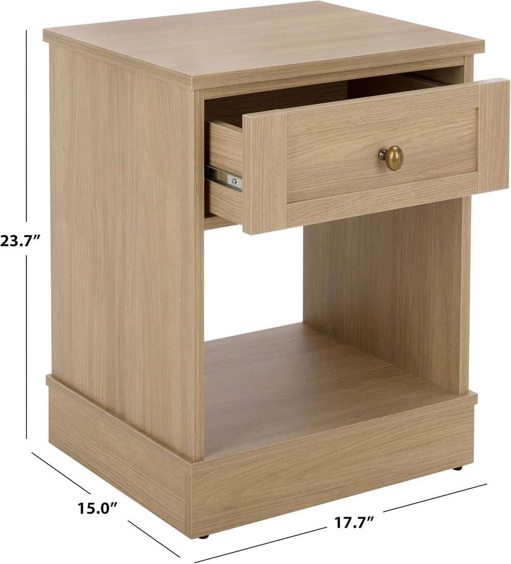SAFAVIEH Home Collection – Shafa 1-Drawer 1-Shelf Side Table, Natural Finish ...