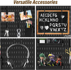 AKTOP Peg Board Wall Organizer 4-Pack – 12"x12" Black Pegboard Combination Kit with 13 Accessories for Wall, Plastic Peg Board Panels for Home, Office, Garage Tool Storage & Craft Room
