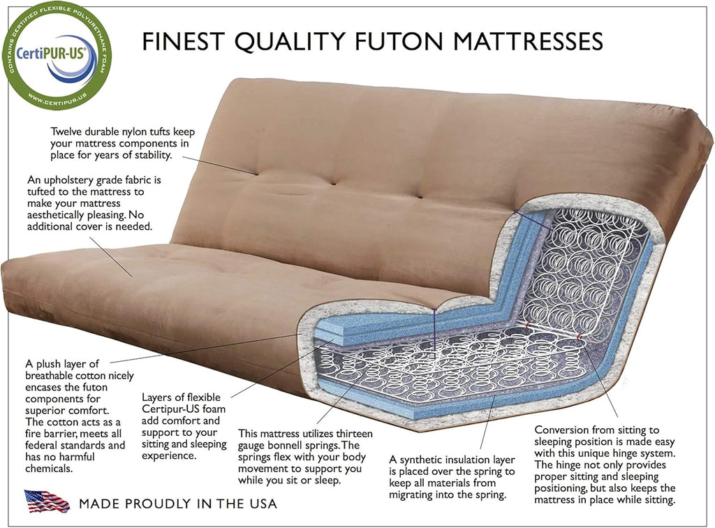 Kodiak Futons Lodge Futon in Natural Finish with Marmont Mocha Mattress, Brown, Full (760916)