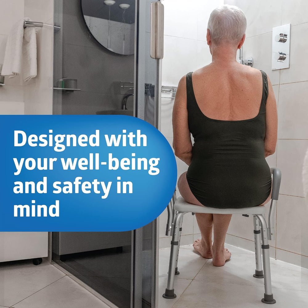 Medline Shower Chair with Backrest and Padded Armrests - 350 lb. capacity, Ba...