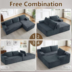 96.1" Modular Sectional Sofa Couches L-Shape Couch 3 Seat Modular Sofa Corduroy Memory Foam Sectional Boneless Couches for Living Room, Cloud Couch with Oversized Chaise(Dark Gray, Right Facing)