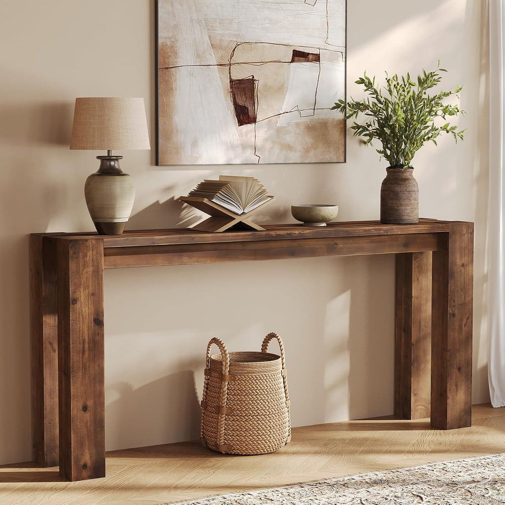 Solid Wood Console Table for Entryway, 70.9-Inch Extra Long Farmhouse Sofa Ta...