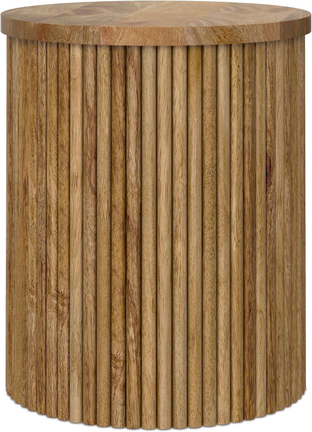SIMPLIHOME Draper 22" Wide Solid Wood Rectangular End Table in Auburn Brown | Industrial accent table with a slatted base, assembled; natural mango wood nightstand, lamp stand, or side table.