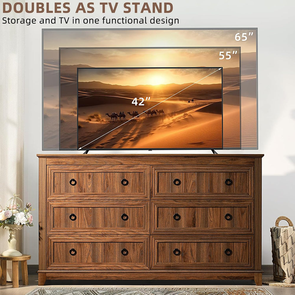 Joaxswe Bedroom Dresser and Nightstand Sets 4 Piece,Farmhouse Brown Dresser