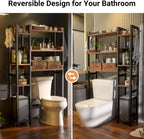 Over The Toilet Storage with 2 Drawers - 7 Tier Bathroom Organizer with Adjustable Shelf, Freestanding Space Saver Storage Rack Above Toilet Stand with 4 Hooks for Restroom, Laundry, Rustic Brown