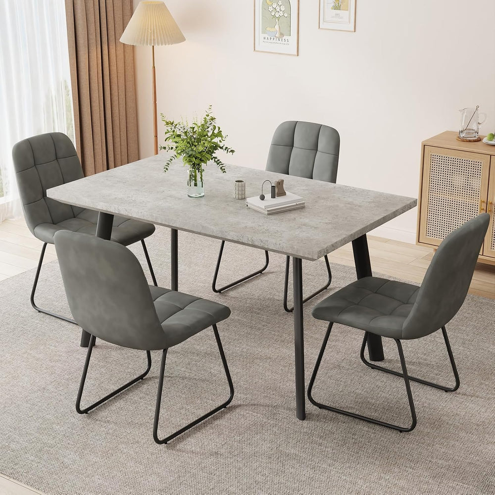 ZckyCine 46.5" Modern Grey Dining Table Set for Small Spaces, 5-Piece Se...