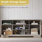 Farmhouse TV Stand for 65/60/55 Inch Tvs, Rustic Entertainment Center with LED Lights and Power Outlets, Modern Media Console Table, Wood Television Furniture for Living Room, Bedroom, Grey