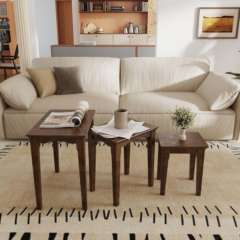 Kmax Nesting Tables Set of 3, Small Sofa Side Table Rustic Stacking End Table...