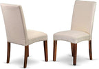 East West Furniture ANDR5-MAH-01 5 Piece Kitchen Table & Chairs Set Includes a Round Dining Room Table with Pedestal and 4 Cream Linen Fabric Parson Dining Chairs, 36x36 Inch, Mahogany