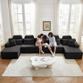 171" U-Shaped Cloud Modular Sectional Sofa with Chaise & Headrest, Boneless Deep Seat Plush Corduroy Couches for Large Living Room, No Assembly Required (Black, 171" U-shapred Chaise)