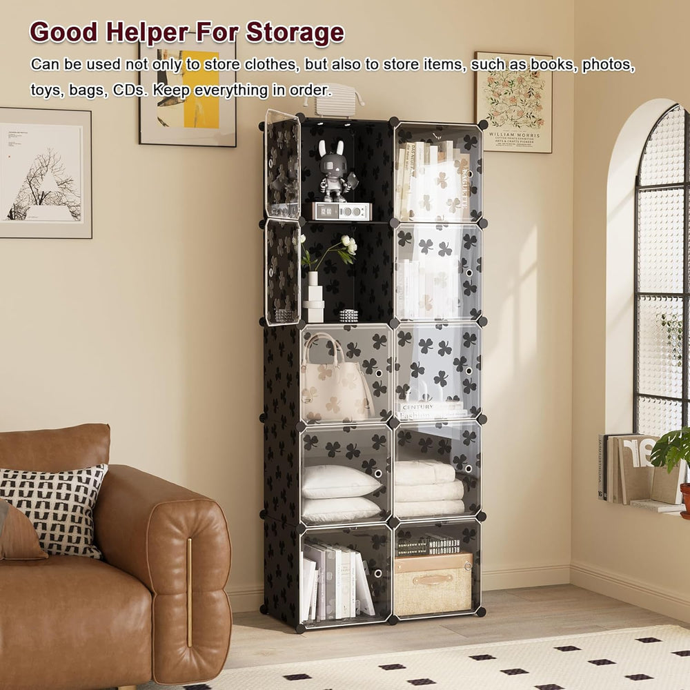C&AHOME Cube Storage Organizer with Doors, 10-Cube Shelves, DIY Plastic M...